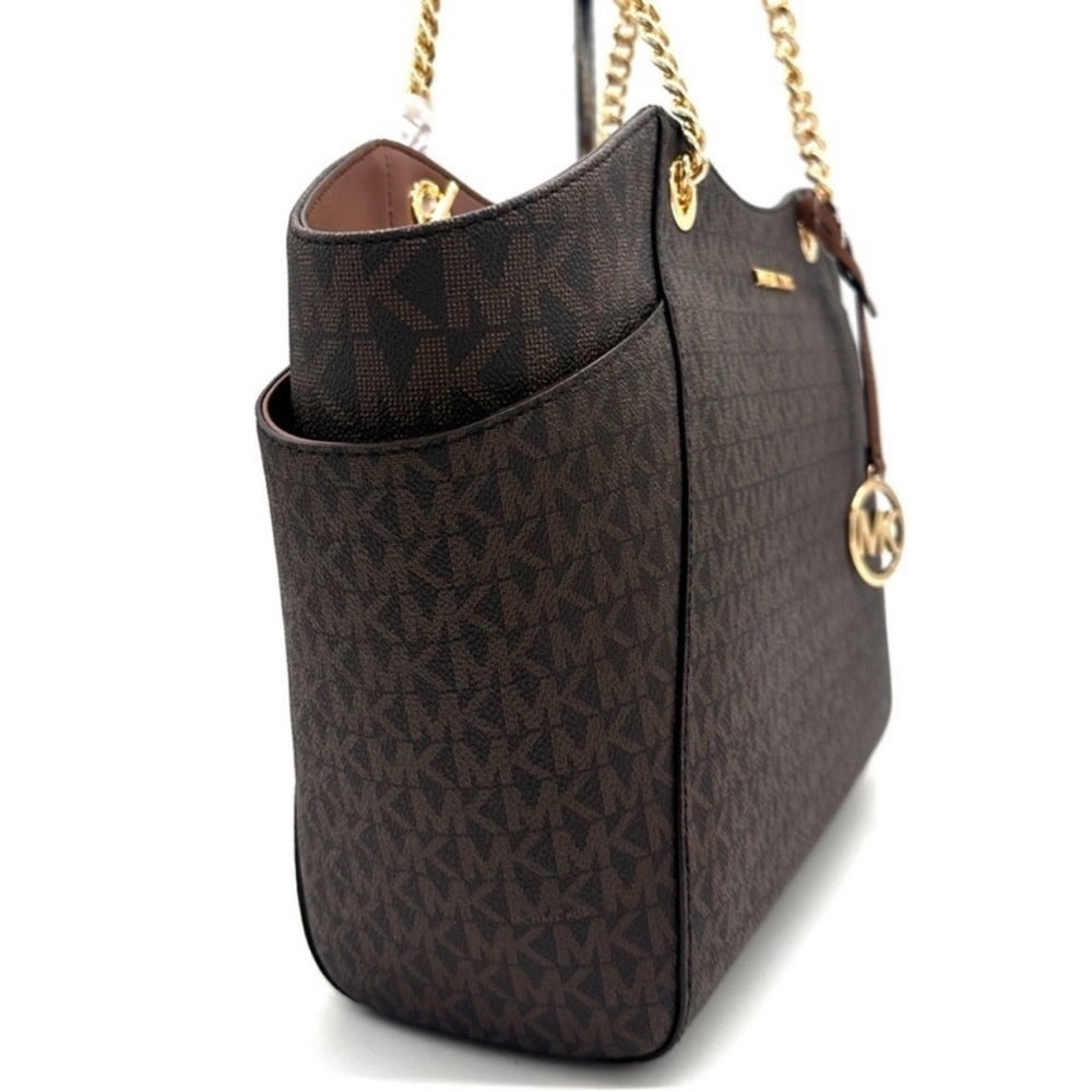 Michael Kors Large Jet Set Travel Chain Shoulder Bag Brown - Picture 3 of 12